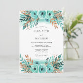Teal Bronze Lustrous Winter Wedding Kaart (Staand voorkant)