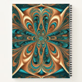 Teal & Bronze Luxe Bloom | Abstracte fractale spir Notitieboek (Achterkant)