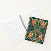 Teal & Bronze Luxe Bloom | Abstracte fractale spir Notitieboek (Binnen)