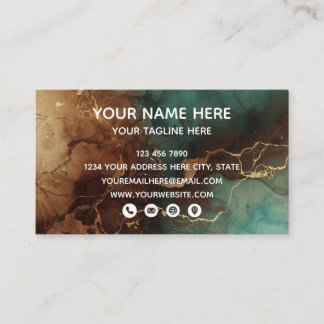 Teal Bronze Marble Luxury Business Card Visitekaartje
