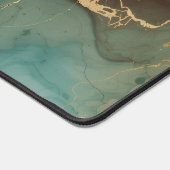 Teal Brown Gold Abstract Marble Desk Mat (Hoek)