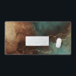 Teal Brown Gold Abstract Marble Desk Mat<br><div class="desc">A sophisticated desk mat featuring flowing teal and deep brown marble textures highlighted with elegant gold veins. This artistic abstract design blends earthy tones with modern luxury, creating a stylish and calming workspace for your desk setup.</div>