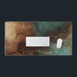 Teal Brown Gold Abstract Marble Desk Mat<br><div class="desc">A sophisticated desk mat featuring flowing teal and deep brown marble textures highlighted with elegant gold veins. This artistic abstract design blends earthy tones with modern luxury, creating a stylish and calming workspace for your desk setup.</div>