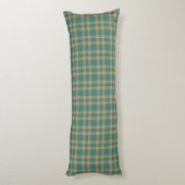 Teal Brown Plaid Pattern Lichaamskussen (Achterkant (Verticaal))