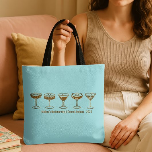 Teal bruidsmeisje Espresso Martini vrijgezellenfee Tote Bag