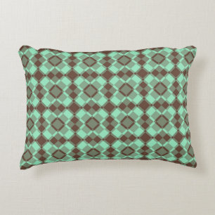 Teal Bruin Geruite Argyle Patroon Accent Kussen