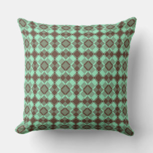 Teal Bruin Geruite Argyle Patroon Kussen