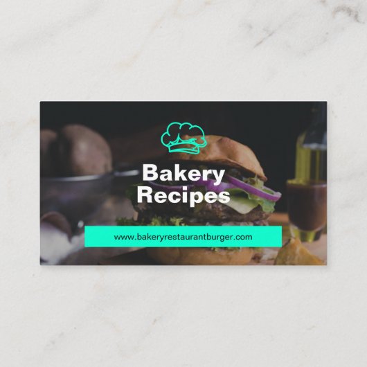 Teal Burger Photo Restaurant Chef Food Visitekaartje (Achterkant)