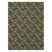 Teal Burgundy Ginkgo Pattern  Tafelkleed (Voorkant)