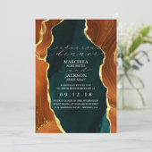 Teal, Burnt Orange & Gold Agate Oefendiner Kaart (Staand voorkant)