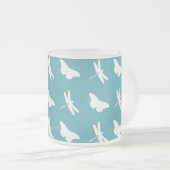 Teal Butterflies and Dragonflies Pattern Matglas Koffiemok (Voorkant rechts)