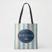 Teal Cabana Gestreepte Strandtas Tote Bag (Voorkant)