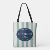 Teal Cabana Gestreepte Strandtas Tote Bag (Achterkant)