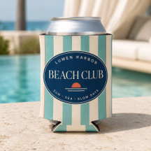 Teal Cabana Streep Strand Club Blikkoeler