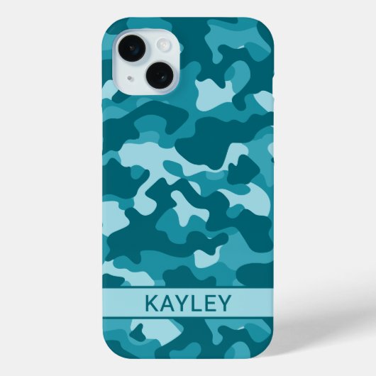 Teal Camouflage Personalized Case-Mate iPhone Case (Achterkant)