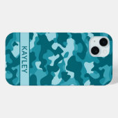 Teal Camouflage Personalized Case-Mate iPhone Case (Achterkant (horizontaal))