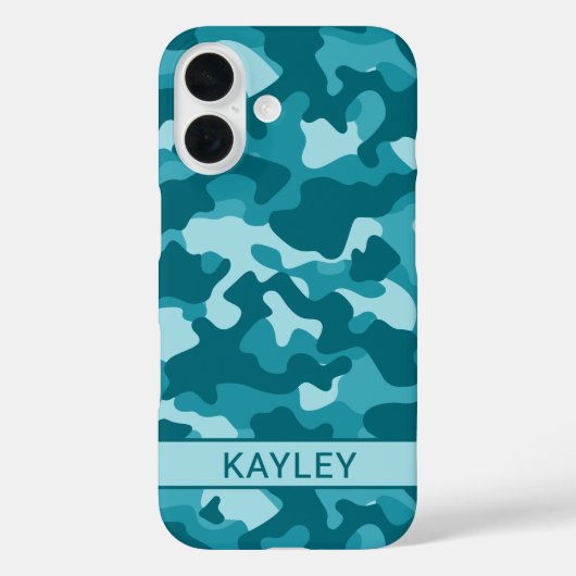 Teal Camouflage Personalized Case-Mate iPhone Case (Achterkant)