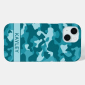 Teal Camouflage Personalized Case-Mate iPhone Case (Achterkant (horizontaal))