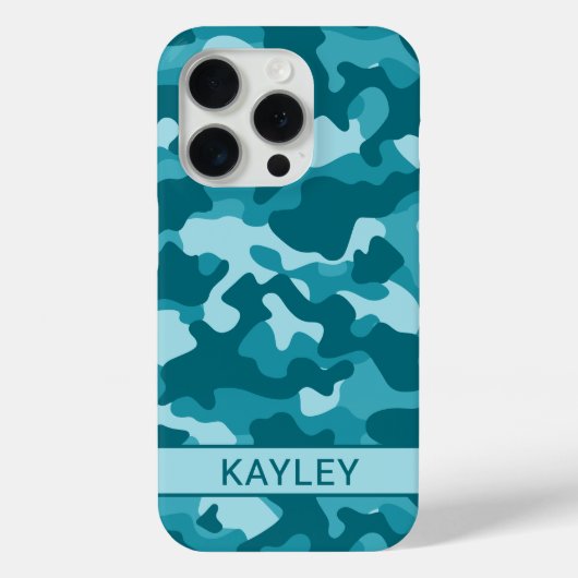 Teal Camouflage Personalized Case-Mate iPhone Case (Achterkant)