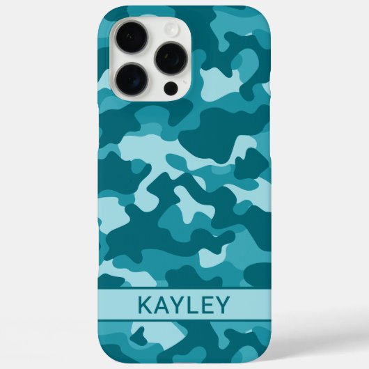 Teal Camouflage Personalized Case-Mate iPhone Case (Achterkant)