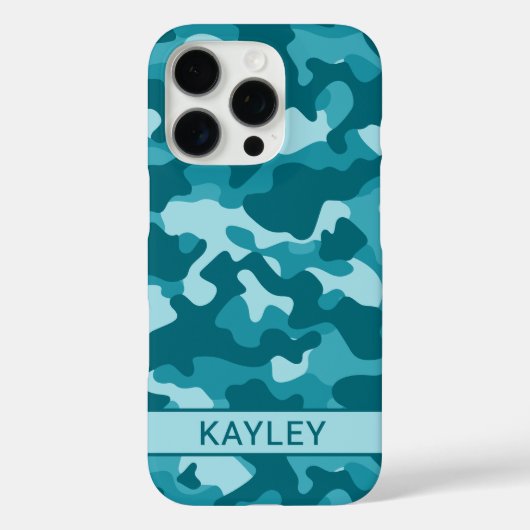 Teal Camouflage Personalized Case-Mate iPhone Case (Achterkant)