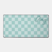 Teal Checkers Monoline Naam Bureaumat (Voorkant)