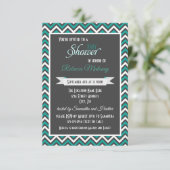 Teal Chevron - 3x5 baby shower uitnodiging (Staand voorkant)