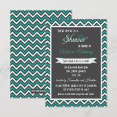Teal Chevron - 3x5 baby shower uitnodiging (Voorkant / Achterkant)