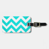 Teal Chevron Bagage Label met Leren Band (Voorkant horizontaal)