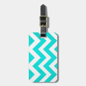 Teal Chevron Bagage Label met Leren Band (Voorkant verticaal)