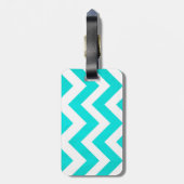 Teal Chevron Bagage Label met Leren Band (Achterkant verticaal)