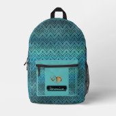 Teal Chevron Bedrukte Rugzak (Voorkant)