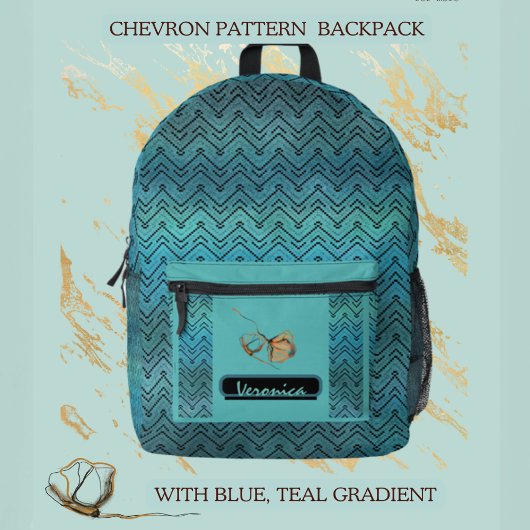 Teal Chevron Bedrukte Rugzak
