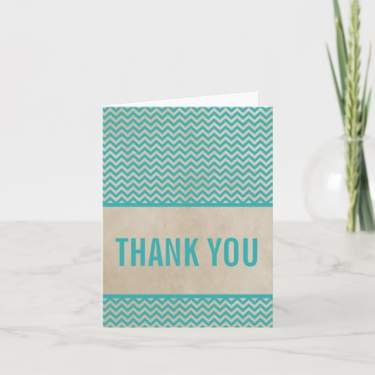 Teal Chic Chevron Bedankkaart (Voorkant)