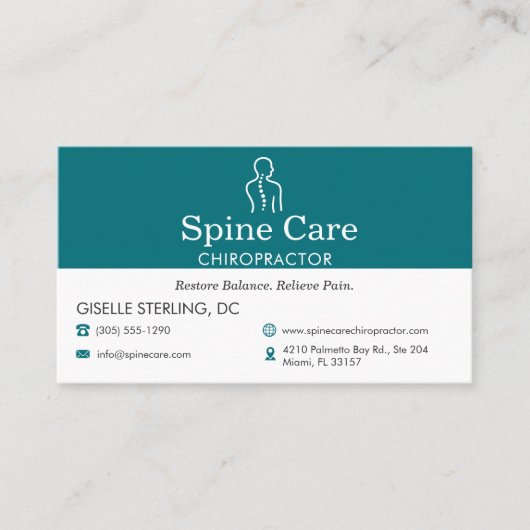 Teal Chiropractor Appointment Reminder Card Afsprakenkaartje (Voorkant)