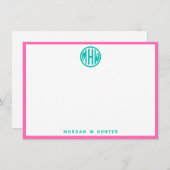 Teal Circle Monogram Font DIY BG Bedankkaart (Voorkant / Achterkant)