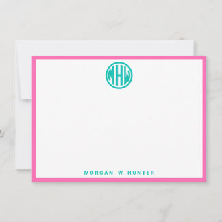 Teal Circle Monogram Font DIY BG Bedankkaart