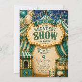Teal Circus Feest Kaart (Voorkant)
