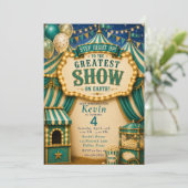Teal Circus Feest Kaart (Staand voorkant)