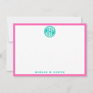 Teal Cirkel Monogram Lettertype Doe-het-zelf BG Bedankkaart