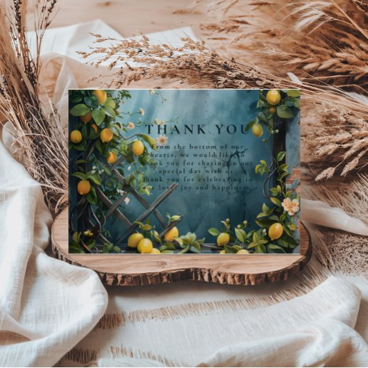 Teal Citrus Blossom Garden Wedding Bedankkaart