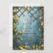 Teal Citrus Blossom Garden Wedding Save The Date (Voorkant)