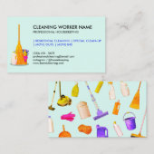 teal Cleaning Service Housekeeper Janitorial Visitekaartje (Voorkant / Achterkant)