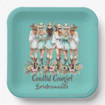 Teal Coastal Cowgirl Bruidsmeisjes Vierkante Borde