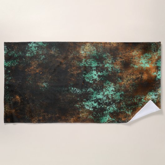 Teal Cooper Patina Metaalglans Strandlaken (Voorkant)