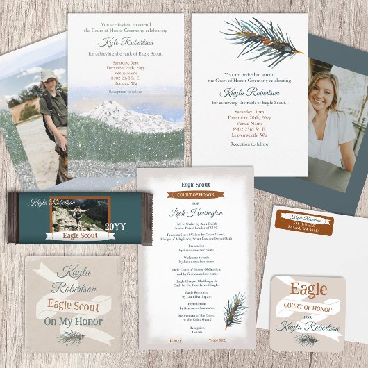 Teal, Copper Eagle Scout Court of Honor Program Flyer