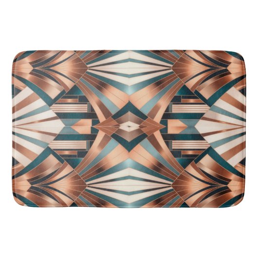 Teal Copper Geometric Skyscraper Neo Art Deco Badmat (Voorkant)