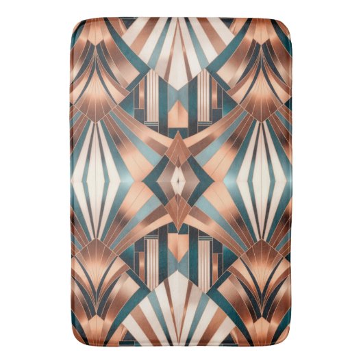 Teal Copper Geometric Skyscraper Neo Art Deco Badmat (Voorkant Verticaal)