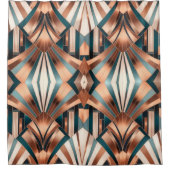 Teal Copper Geometric Skyscraper Neo Art Deco Douchegordijn (Voorkant)