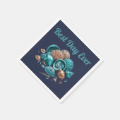 Teal Copper Sea Shell Beach Wedding Paper Napkin Servet (Hoek)